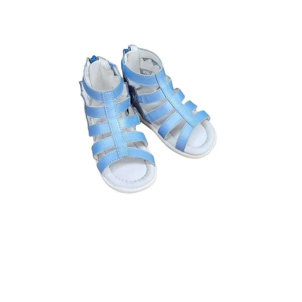 UMI Sandals 5.5 Toddler Girls Blue Shimmer‎ Open Toe Back Zip Ankle Shoes